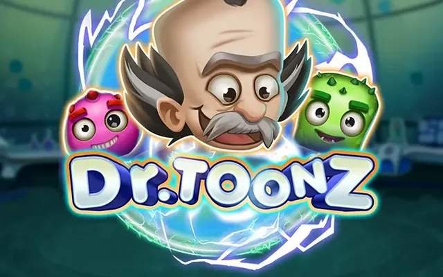 Capa do slot Dr Toonz com o cientista e dois aliens